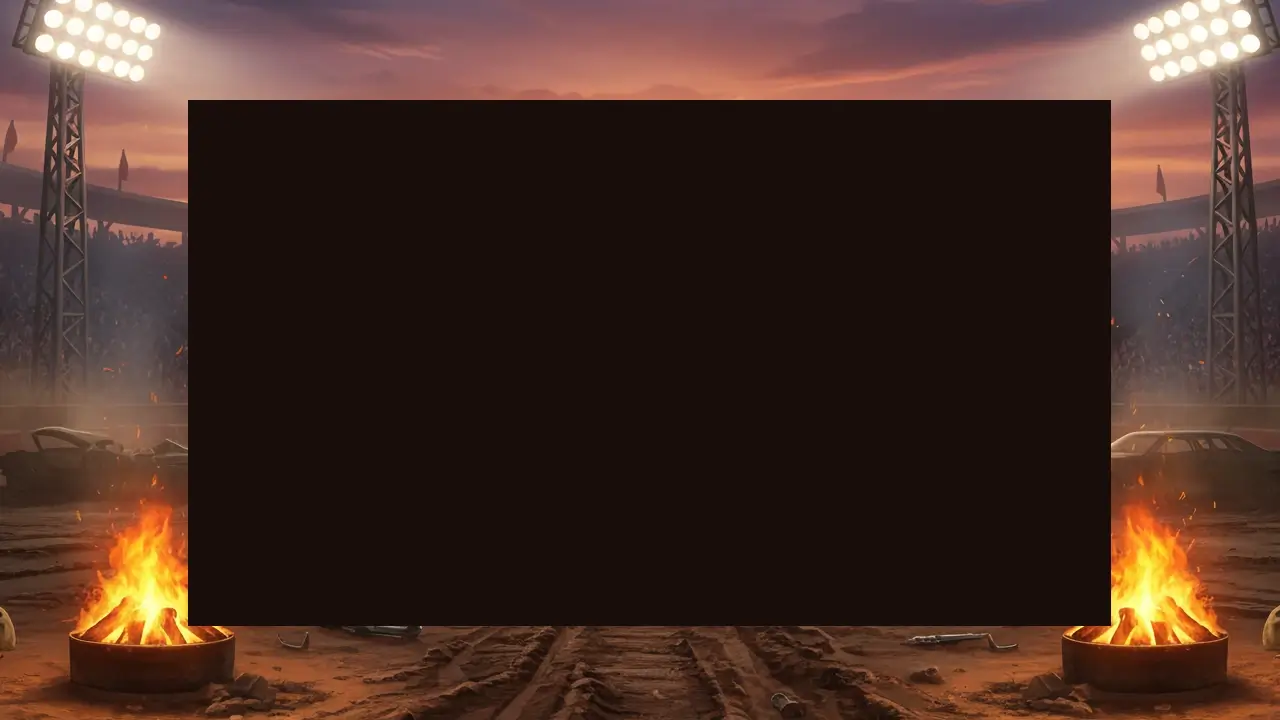 Wreck-racing reel backdrop with dusty track atmosphere